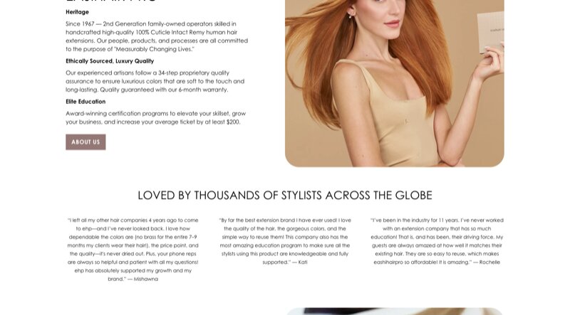 Easihair Pro homepage